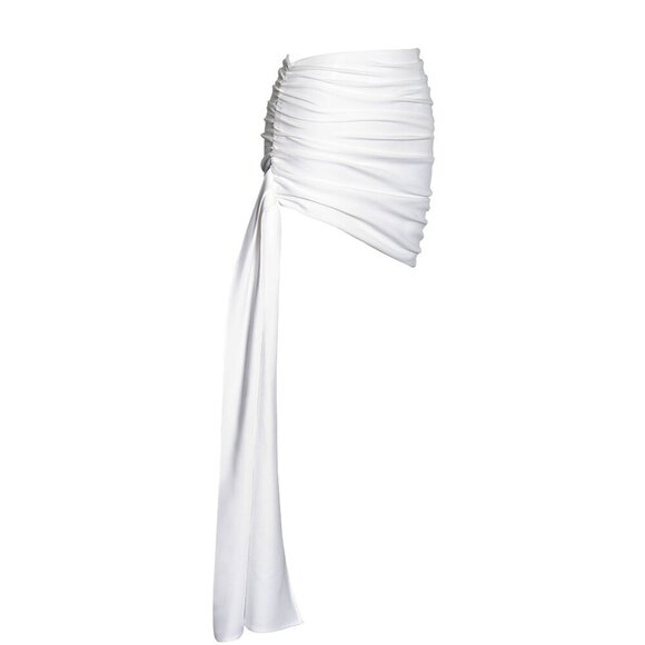 Mia White Ruched Drapping Mini Skirt - Picture 12 of 13